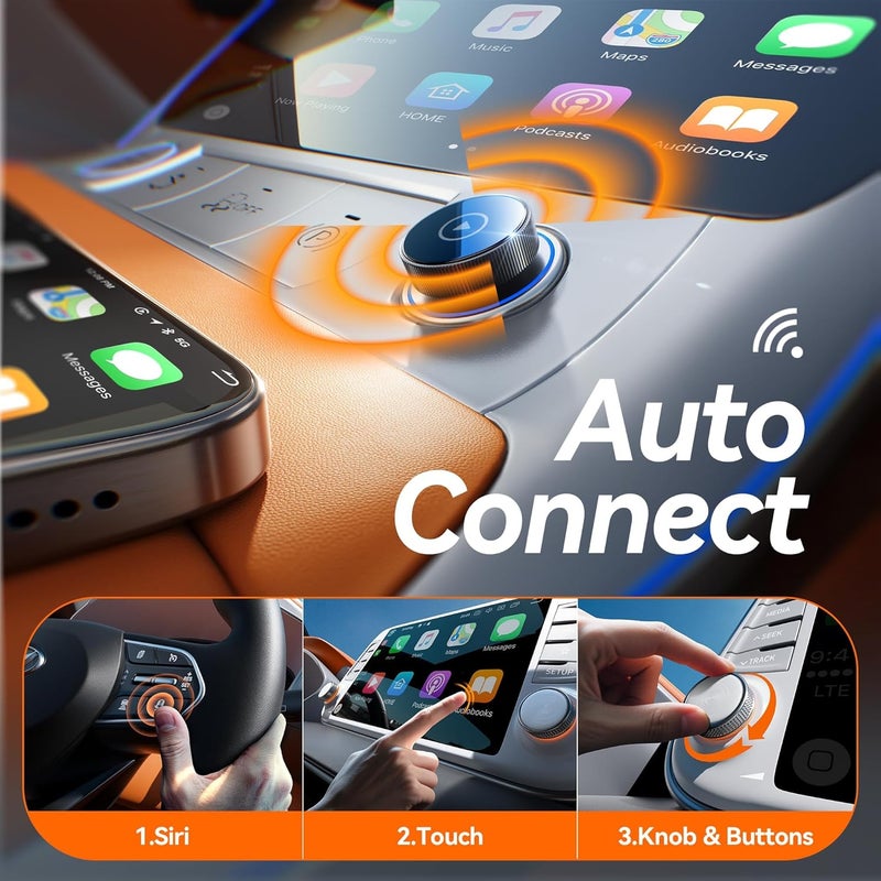 Cleviton Wireless Carplay Adapter, 60% Smaller, 3X Auto-Connect, No Latency, Plug&Play, Bluetooth&WiFi, for Apple Carplay Wireless Adapter, Mini Dongle for iPhone 5~17 & 927+ Cars, USB A/C, Deep Black - Image 3